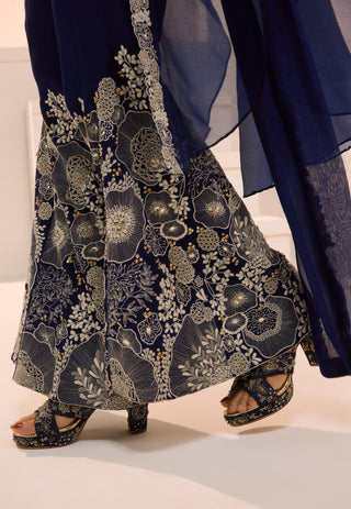 Zareen navy cape set