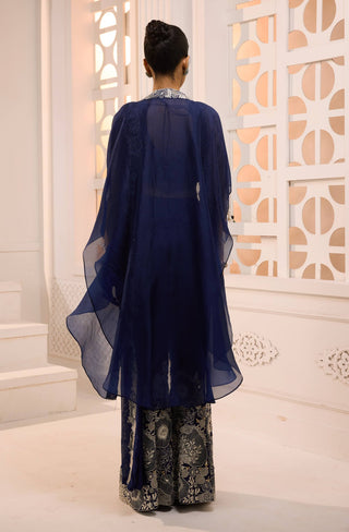 Zareen navy cape set