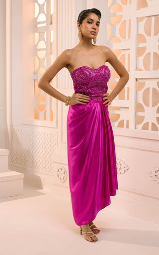 Alya fuchsia corset and draped skirt