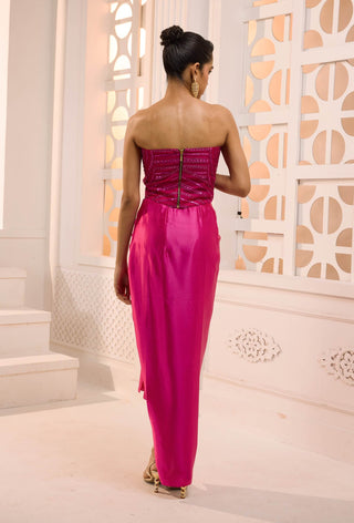 Alya fuchsia corset and draped skirt