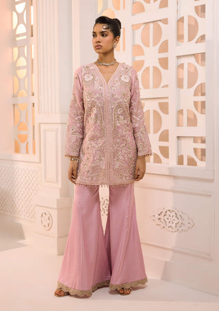 Zoya blush jacket kurta and sharara set