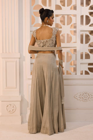 Inara silver gray corset and flared pant set