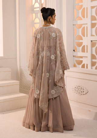 Layla taupe pink bustier skirt and cape set