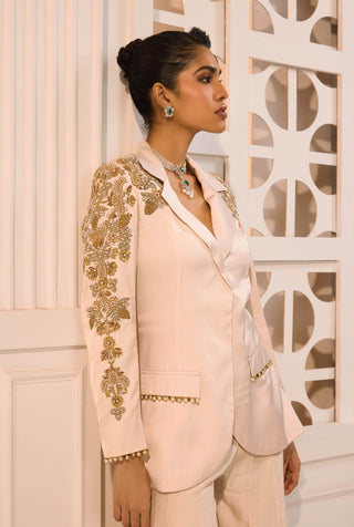 Aurelia ivory embroidered blazer and pant set