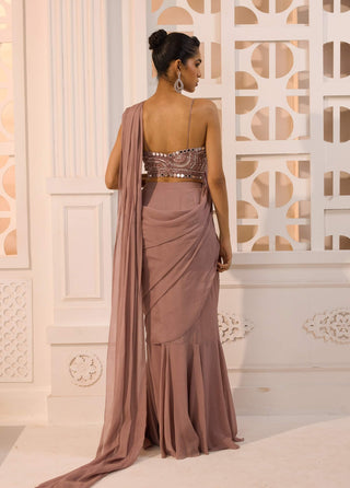 Ezra mauve pre draped sari and blouse