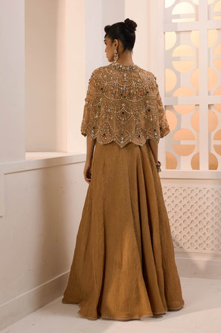 Ziva antique gold cape and tissue skirt set