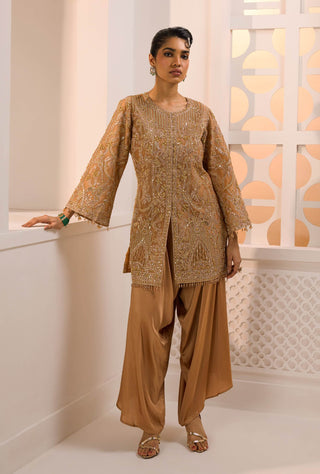 Aafreen gold jacket and dhoti pant set