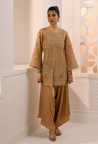 Aafreen gold jacket and dhoti pant set