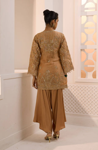 Aafreen gold jacket and dhoti pant set