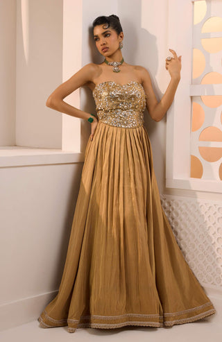 Shaheen gold corset and lehenga