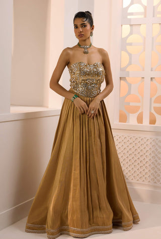 Shaheen gold corset and lehenga