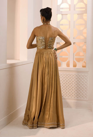 Shaheen gold corset and lehenga