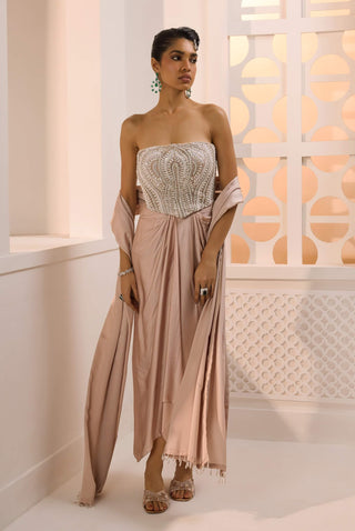 Amara blush corset tulip skirt and dupatta set