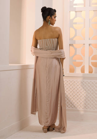 Amara blush corset tulip skirt and dupatta set