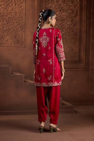 Padma jyoti red kurta and farsi salwar set