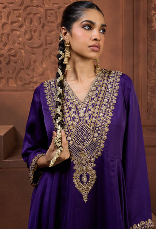 Noor royal purple anarkali set