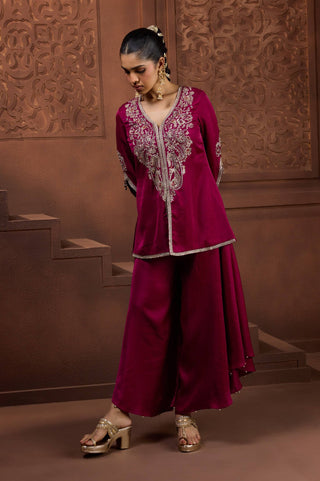 Rani phulwari magenta tunic and palazzo set