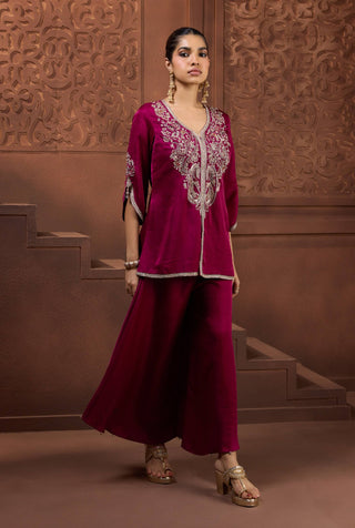 Rani phulwari magenta tunic and palazzo set