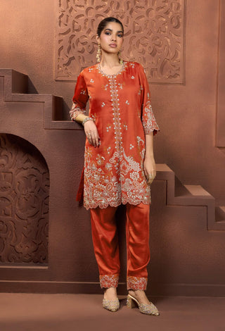 Tamra valli burnt orange tunic and salwar