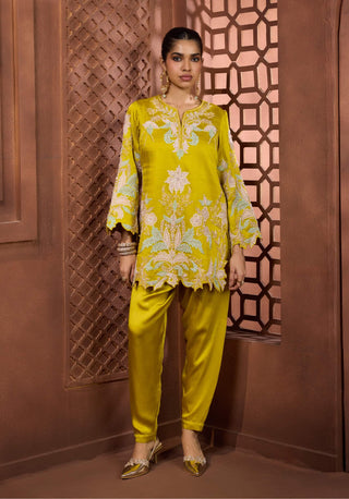 Zaituni gulzar chartreuse kurta and salwar set