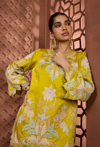 Zaituni gulzar chartreuse kurta and salwar set