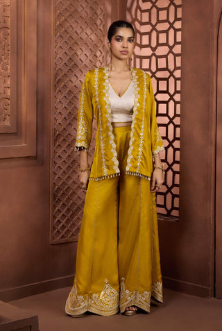 Swarnima mustard jacket top and sharara set