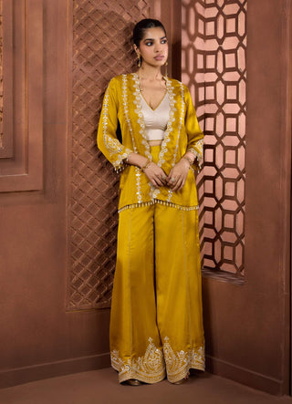 Swarnima mustard jacket top and sharara set