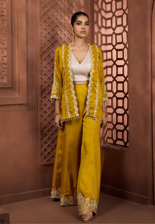 Swarnima mustard jacket top and sharara set
