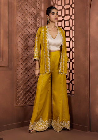 Swarnima mustard jacket top and sharara set