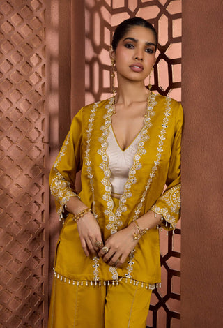 Swarnima mustard jacket top and sharara set