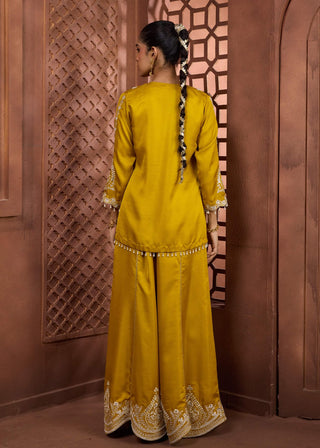 Swarnima mustard jacket top and sharara set