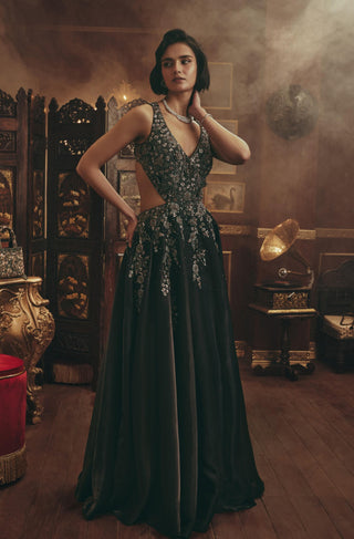 Lara black embellished gown