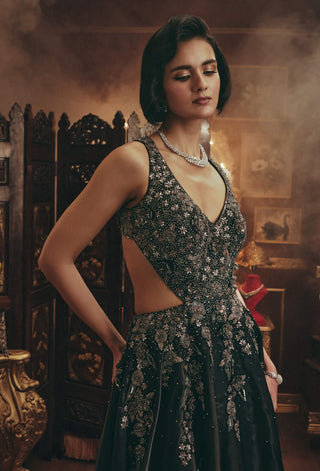 Lara black embellished gown
