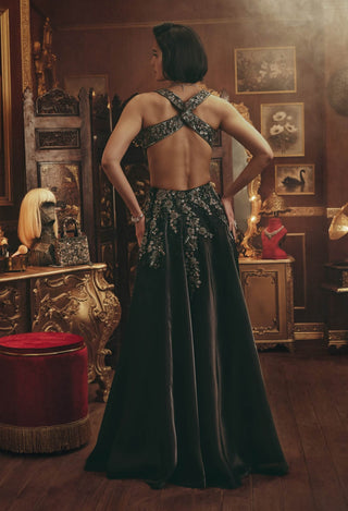 Lara black embellished gown