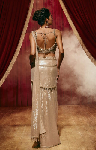 Laura gold drape sari with jacket