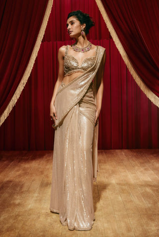 Laurine gold drape sari and blouse