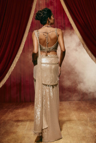 Laurine gold drape sari and blouse