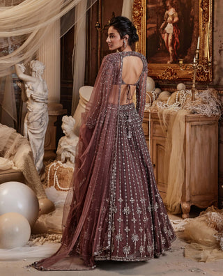 Liana Wine Lehenga Set by Roqa, available on Indiaspopup.com