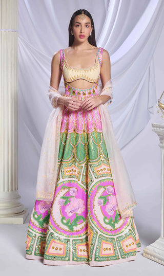 Lunar Prism Pink Anarkali And Dupatta by Papa Don'T Preach By Shubhika, available on Indiaspopup.com