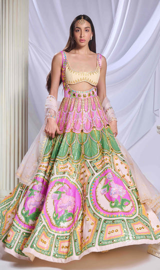 Lunar Prism Pink Anarkali And Dupatta by Papa Don'T Preach By Shubhika, available on Indiaspopup.com