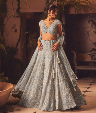 Lyra blue gray lehenga set