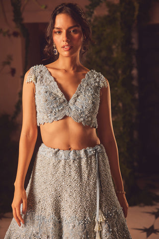 Lyra blue gray lehenga set