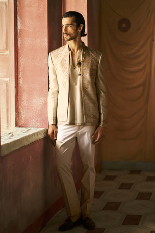 Virdan short open jacket, kurta and pant set