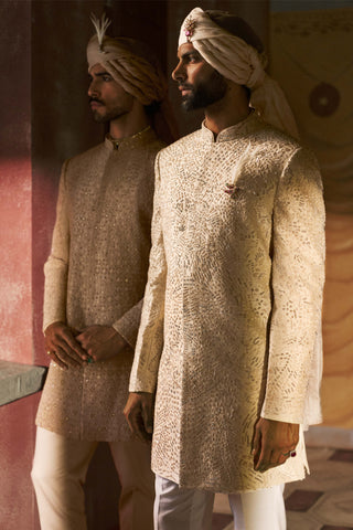 Arosh pearl white sherwani set