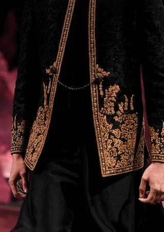 Vikram black embroidered jacket set