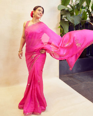 Classic gulabi sari and blouse