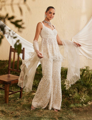 Blossom ivory peplum and sharara set