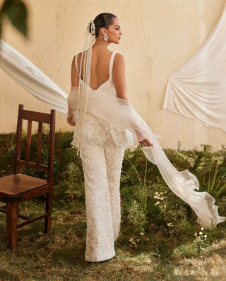 Blossom ivory peplum and sharara set