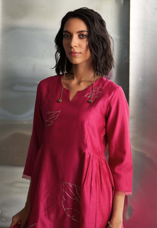 Pop Pink Kurta And Sharara Set by Charkhee, available on Indiaspopup.com