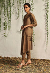 Charkhee-Ginger Chanderi Kurta Set-INDIASPOPUP.COM